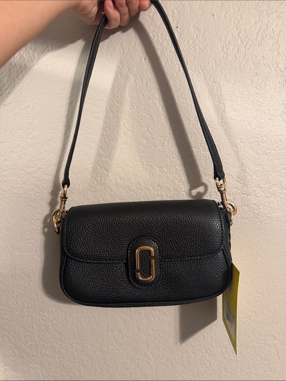 Marc Jacobs Black Pebbled Leather Crossbody with Gold Hardware